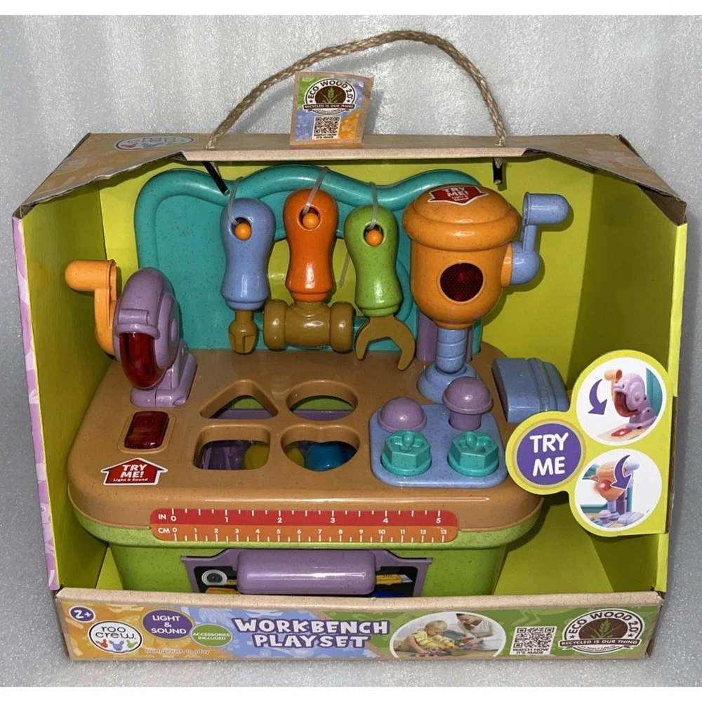 Roo Crew Light & Sound Workbench Playset Eco Wood 2.0 Raw Materials Combined NEW